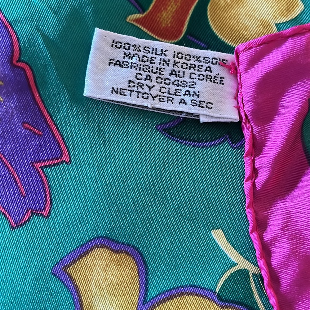 Albert Nipon Vintage Square Scarf 100% Silk Flora… - image 5